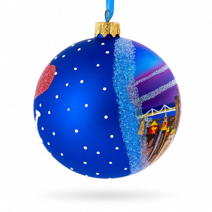 New York City at Night Glass Ball Christmas Ornament 4 Inches