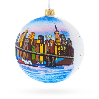 Brooklyn Bridge, New York Glass Ball Christmas Ornament 4 Inches