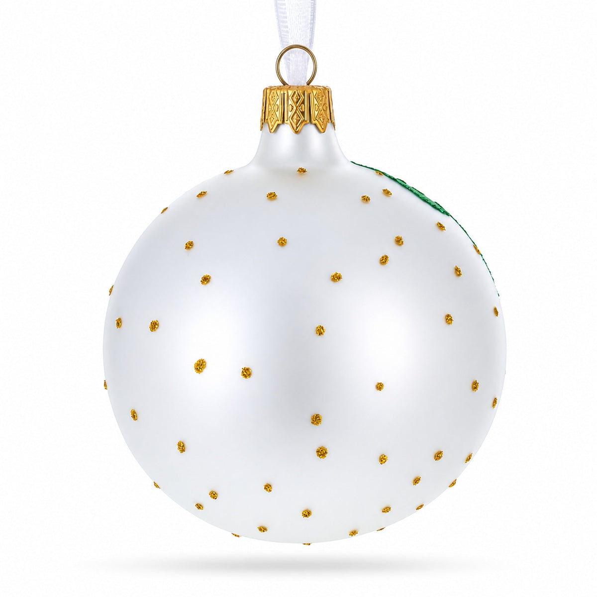 Nutcracker and Christmas Tree Glass Ball Ornament 3.25 Inches