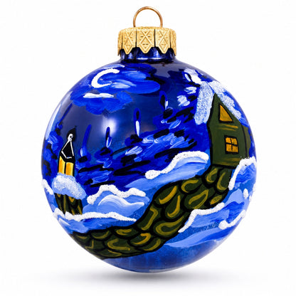 Snowman Couple Glass Ball Christmas Ornament 3.25 Inches