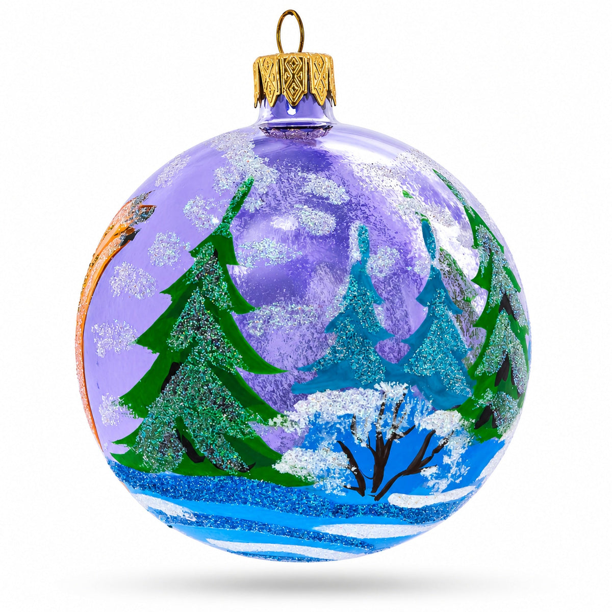 Squirrel Presenting Gifts Beside a Festive Tree Glass Ball Christmas Ornament 3.25 Inches