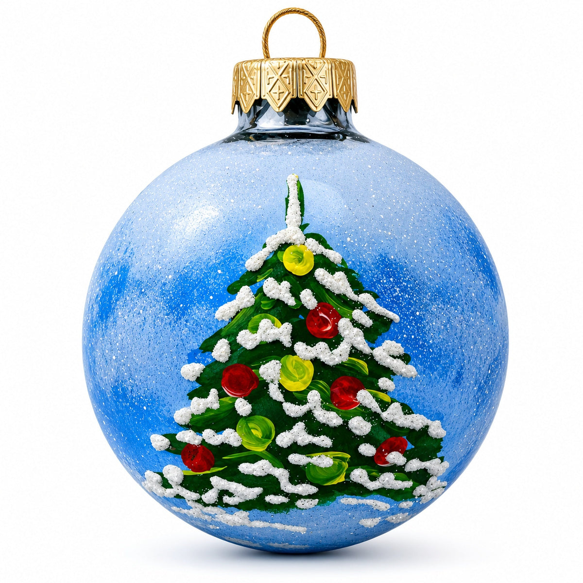 Girl and Reindeer Glass Ball Christmas Ornament 3.25 Inches