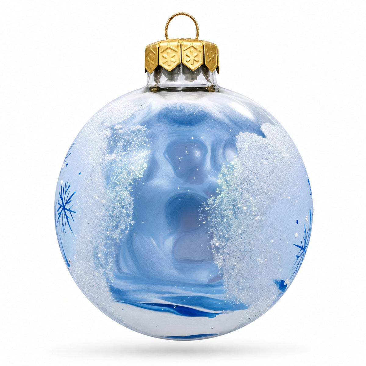 Girl with Reindeer Glass Ball Christmas Ornament 3.25 Inches