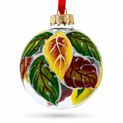 Red Cardinals in Winter Scene Glass Ball Christmas Ornament 3.25 Inches