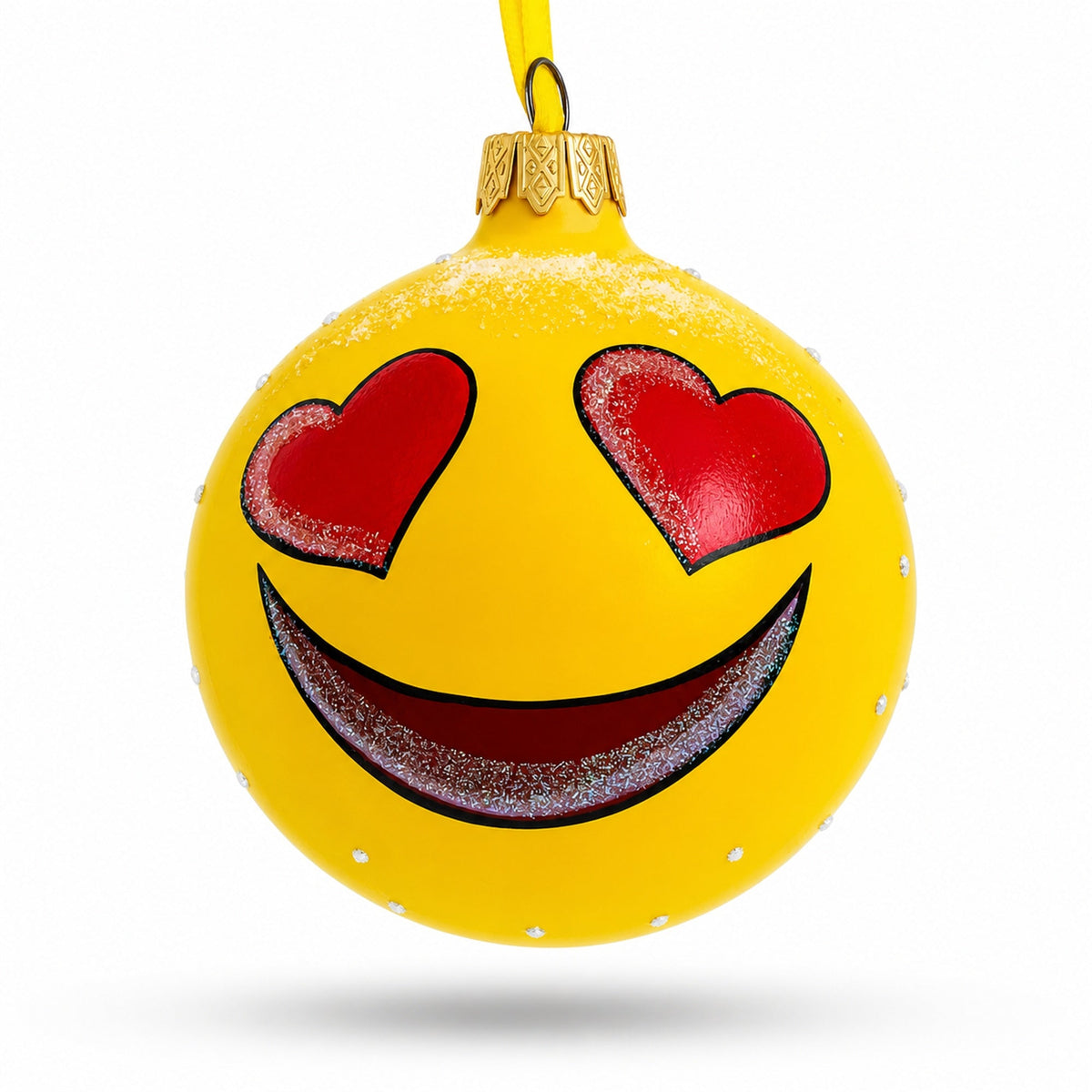 Adorable Heart Eyes In Love Facial Expressions Glass Ball Christmas Ornament 3.25 Inches