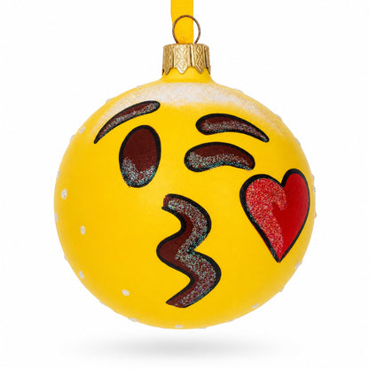 Cheeky Wink and Kiss Facial Expressions Glass Ball Christmas Ornament 3.25 Inches