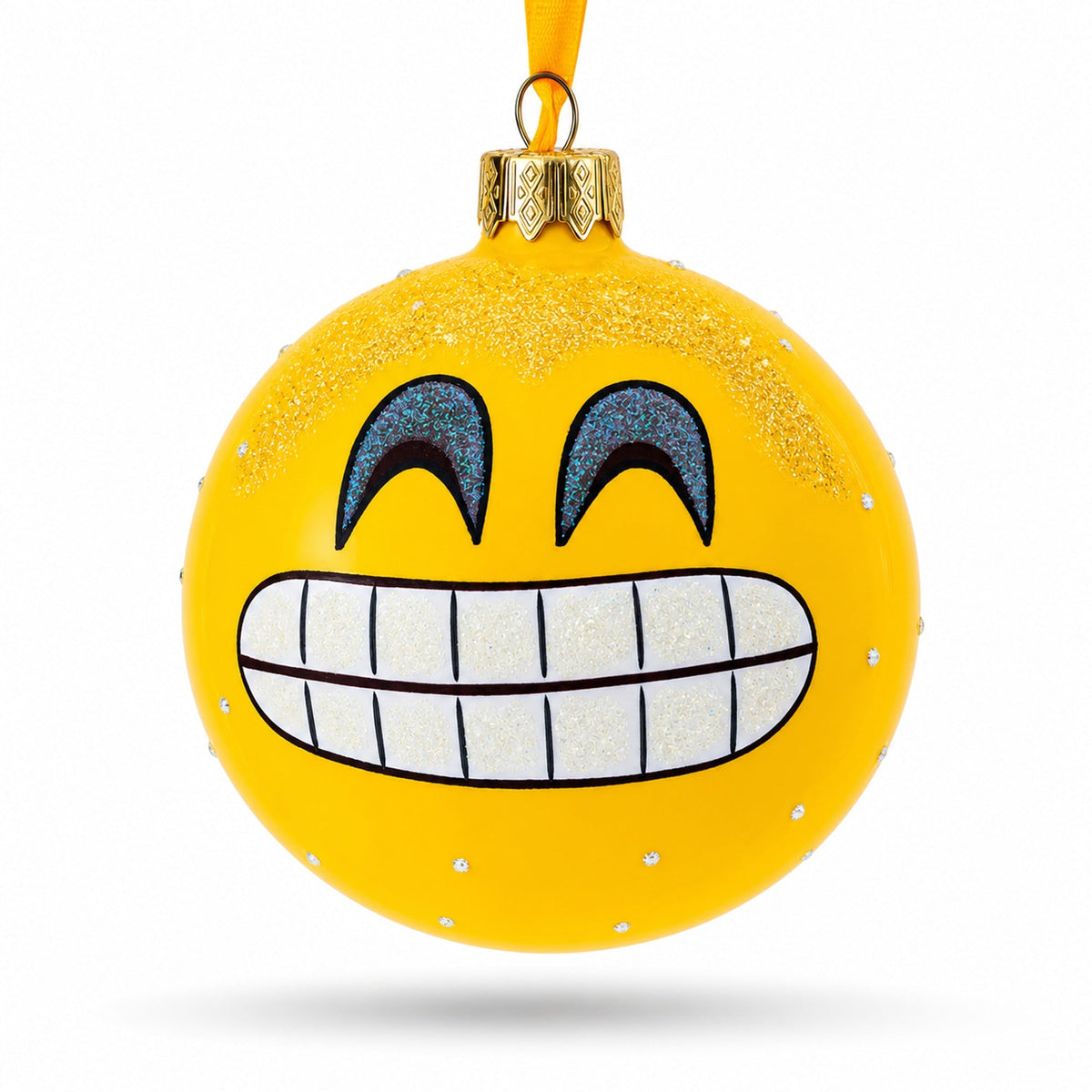 The Grin Facial Expressions Glass Ball Christmas Ornament 3.25 Inches