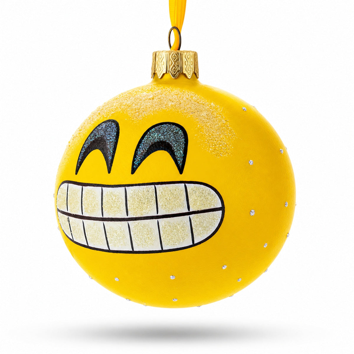The Grin Facial Expressions Glass Ball Christmas Ornament 3.25 Inches