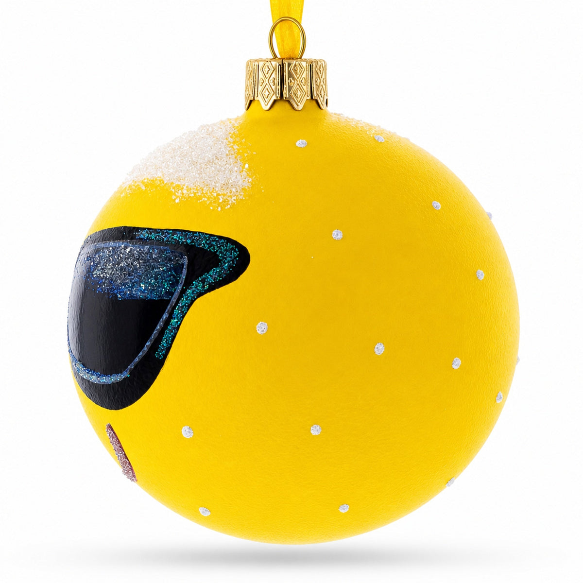 Cool Sunglasses Facial Expressions Glass Ball Christmas Ornament 3.25 Inches