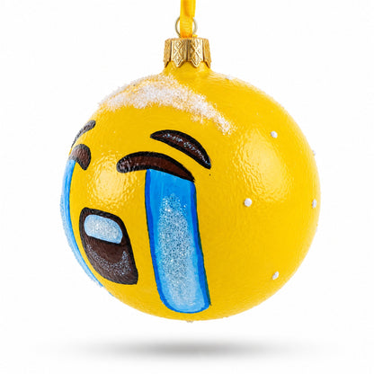 Loudly Crying Facial Expressions Glass Ball Christmas Ornament 3.25 Inches