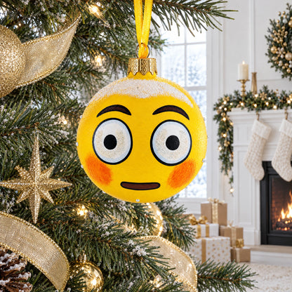 Rolling Eyes Facial Expressions Glass Ball Christmas Ornament 3.25 Inches