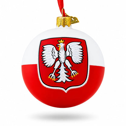 Poland Coat of Arms Glass Ball Christmas Ornament 3.25 Inches