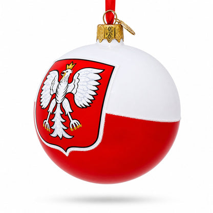 Poland Coat of Arms Glass Ball Christmas Ornament 3.25 Inches