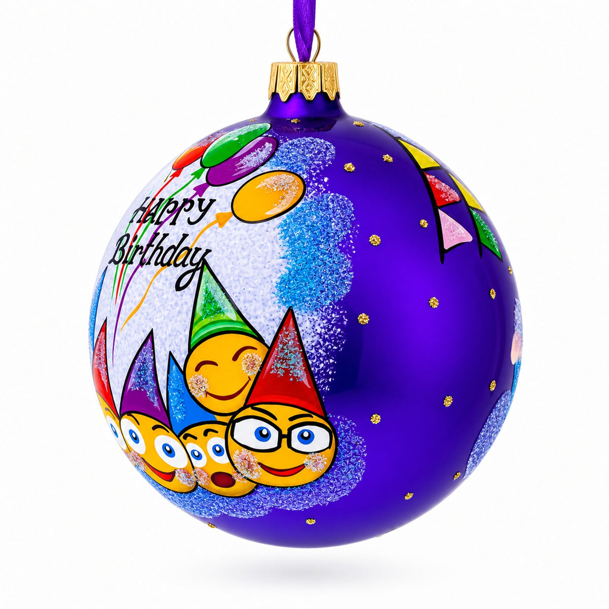 Happy Birthday Glass Ornament 4 Inches