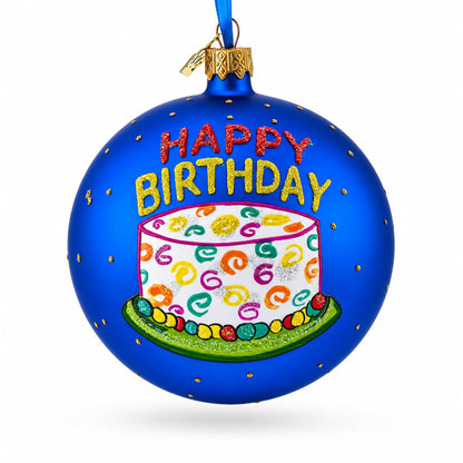 Happy Birthday Balloons & Cupcakes Glass Ball Christmas Ornament 4 Inches