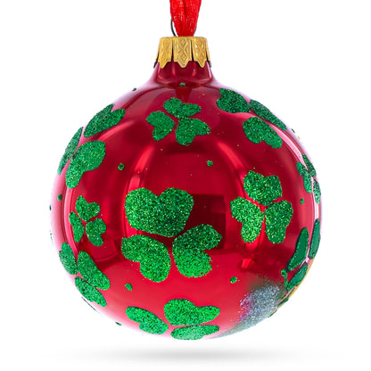Lucky Leprechaun & Pot of Gold Glass Christmas Ornament 4 Inches