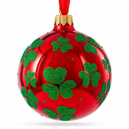 Lucky Leprechaun & Pot of Gold Glass Christmas Ornament 4 Inches