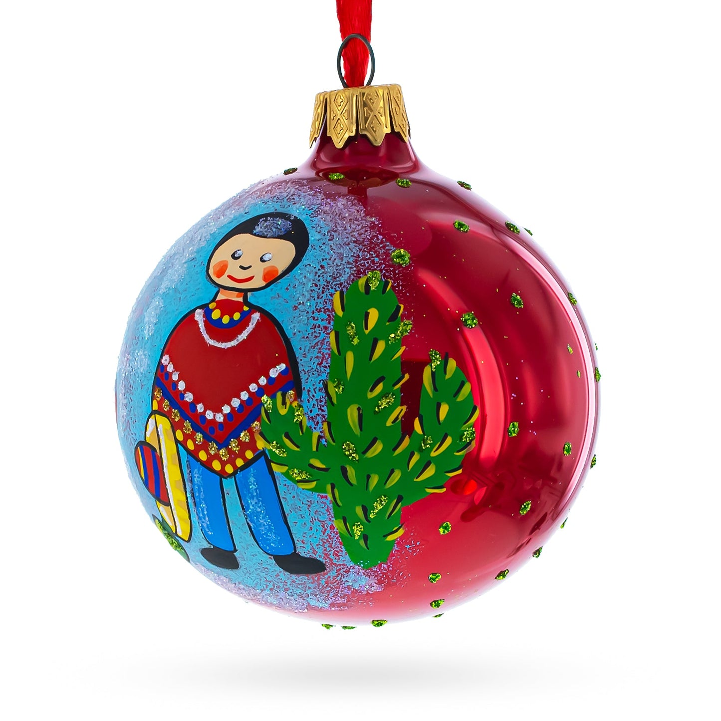 Latin American Dancers Glass Christmas Ornament 3.25 Inches