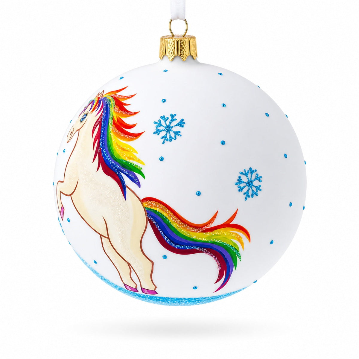 Enchanting Unicorn Glass Ball Christmas Ornament 4 Inches
