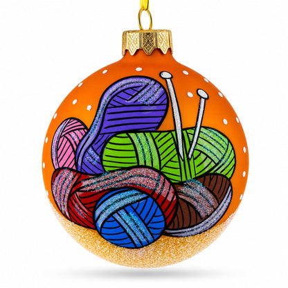I Love Knitting Glass Christmas Ornament 3.25 Inches