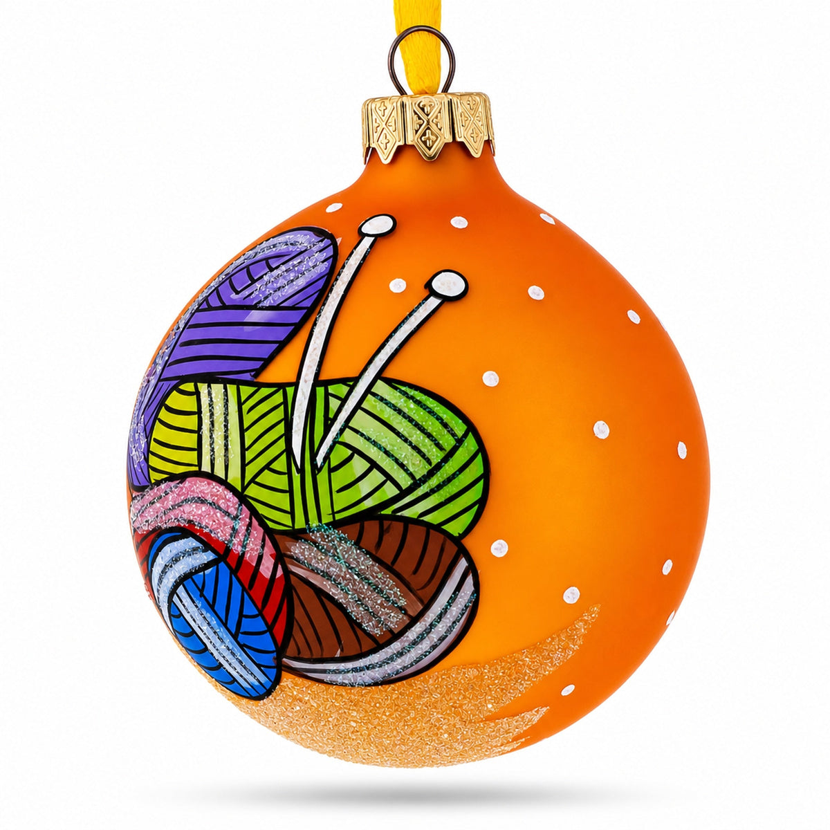 I Love Knitting Glass Christmas Ornament 3.25 Inches
