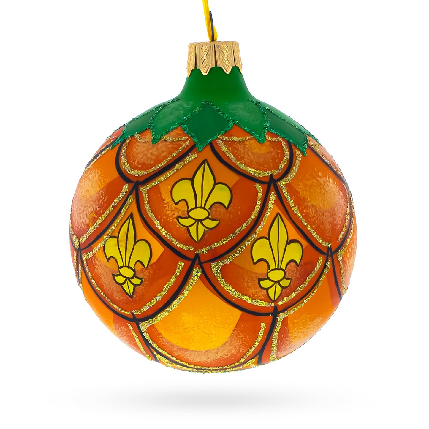 Royal Pineapple Glass Christmas Ornament 3.25 Inches
