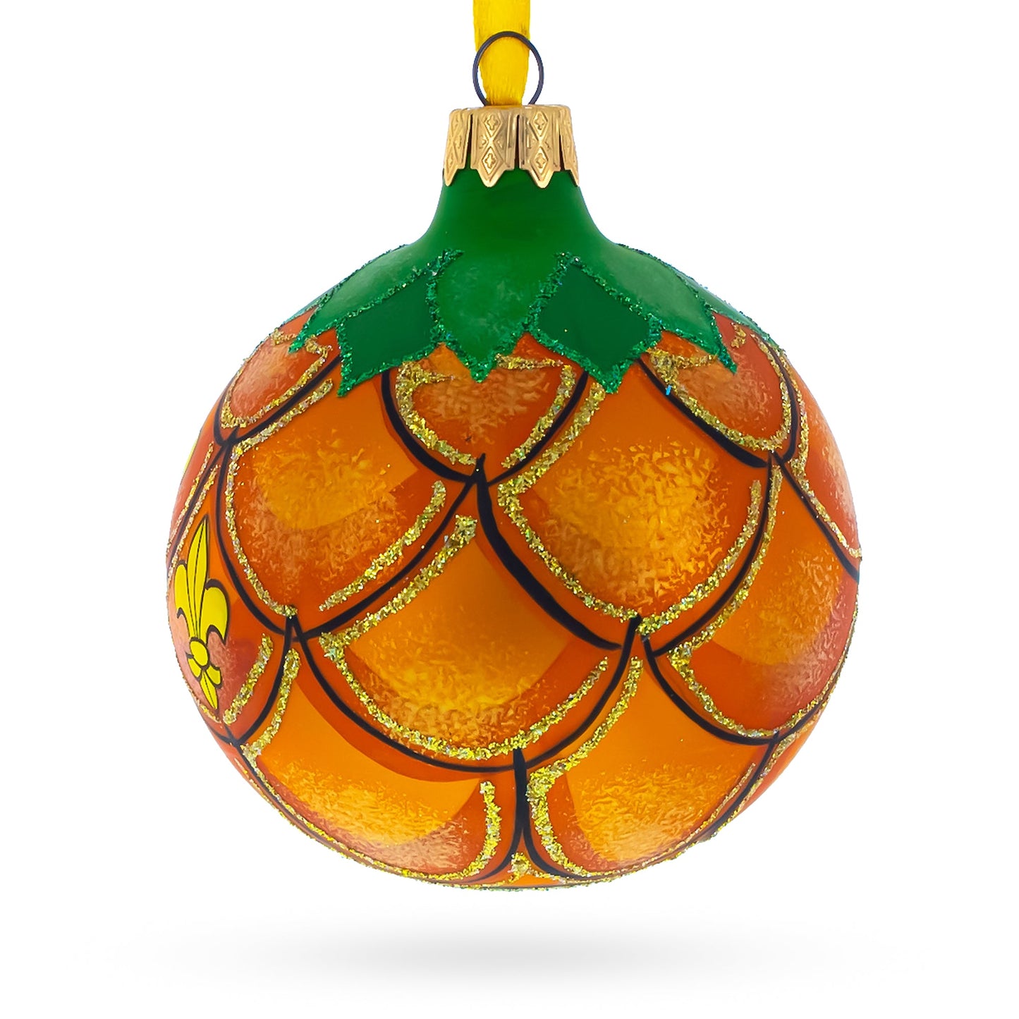 Royal Pineapple Glass Christmas Ornament 3.25 Inches