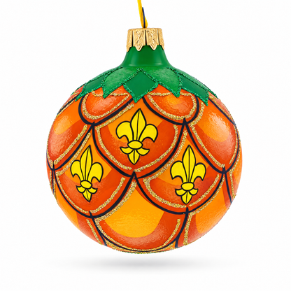 Royal Pineapple Glass Christmas Ornament 3.25 Inches