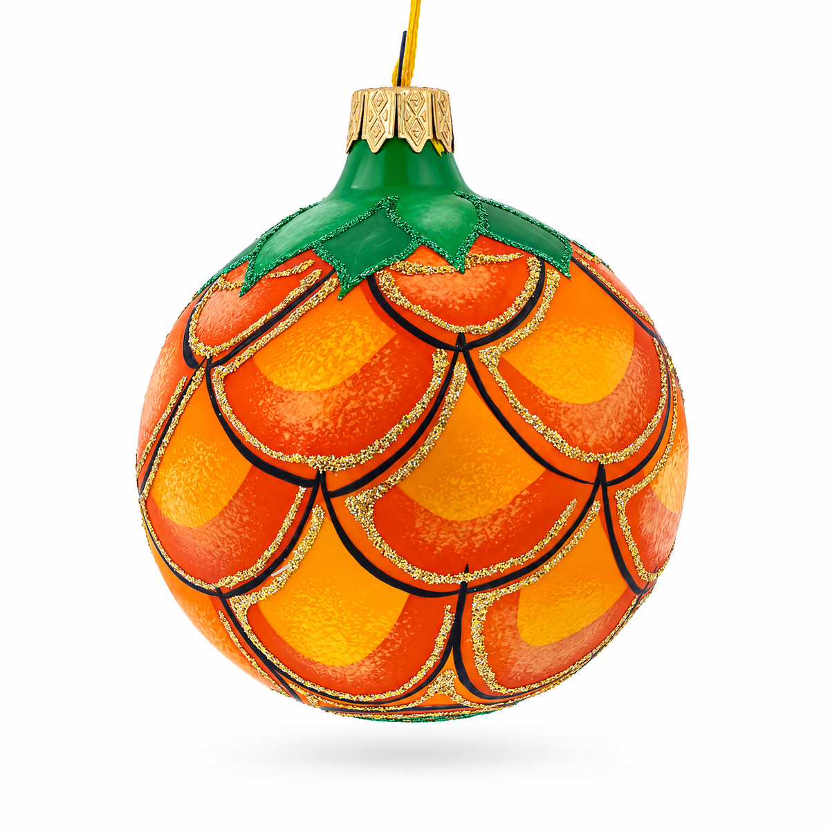 Royal Pineapple Glass Christmas Ornament 3.25 Inches