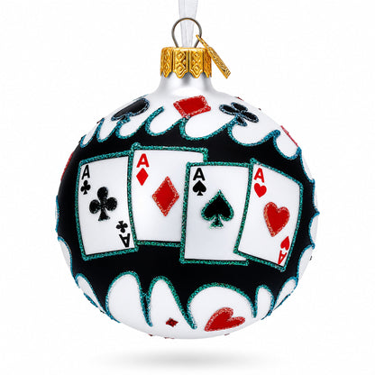 Playing Cards Deck Glass Christmas Ornament 3.25 Inches