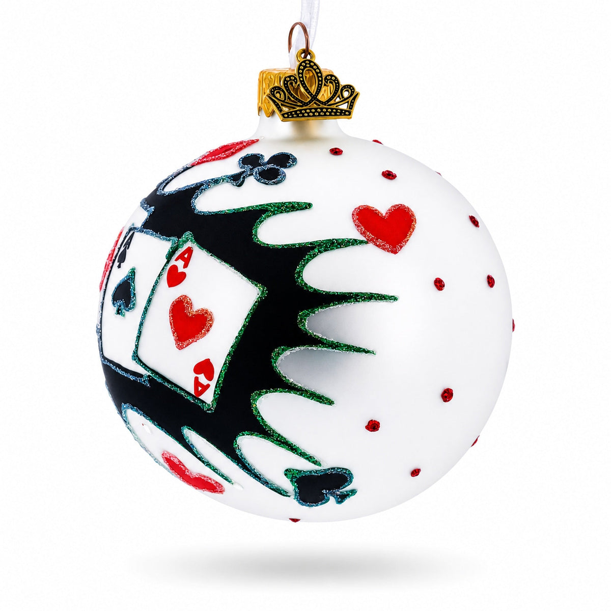 Playing Cards Deck Glass Christmas Ornament 3.25 Inches