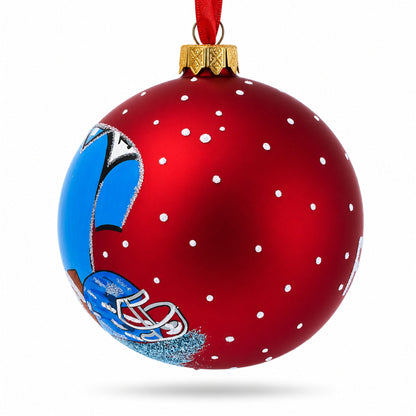 Football Glass Ball Christmas Sports Ornament 4 Inches
