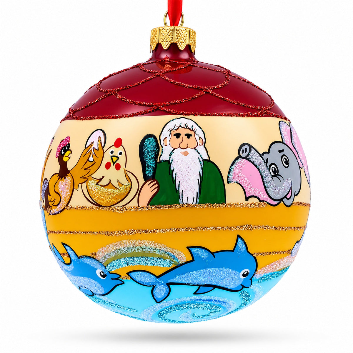 The Noah's Ark Glass Ball Christmas Ornament 4 Inches