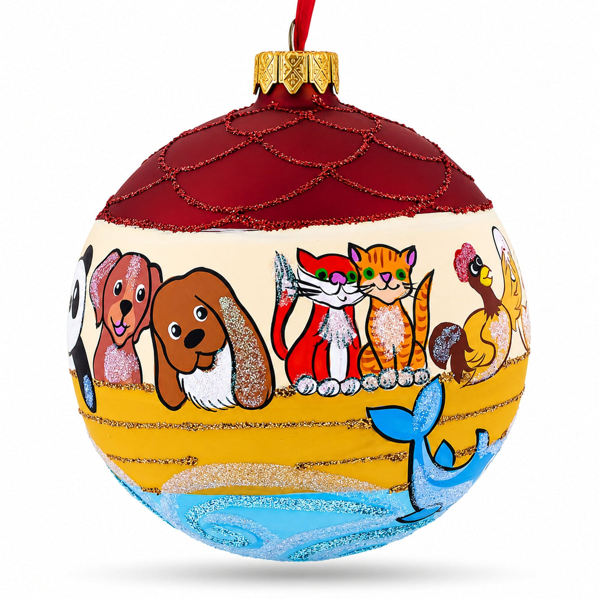 The Noah's Ark Glass Ball Christmas Ornament 4 Inches