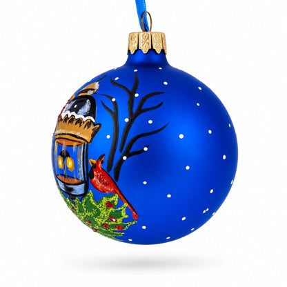 Red Cardinals by Lantern Glass Ball Christmas Ornament 3.25 Inches