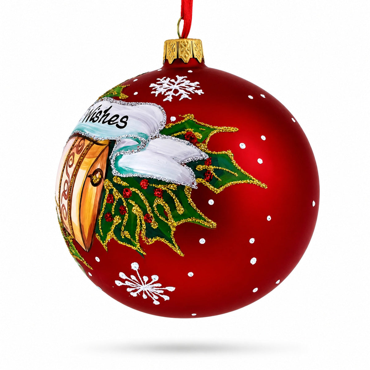 Three Bells Glass Ball Christmas Ornament 4 Inches
