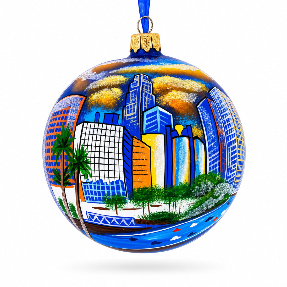 I Love Los Angeles, California Glass Ball Christmas Ornament 4 Inches