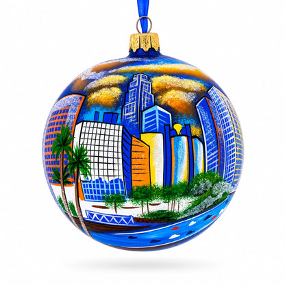 I Love Los Angeles, California Glass Ball Christmas Ornament 4 Inches