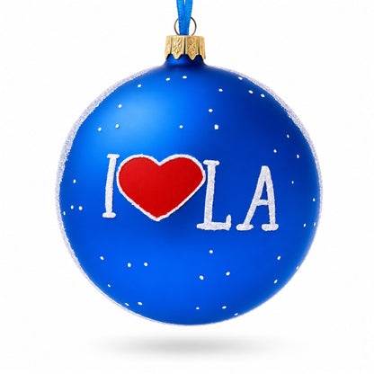 I Love Los Angeles, California Glass Ball Christmas Ornament 4 Inches