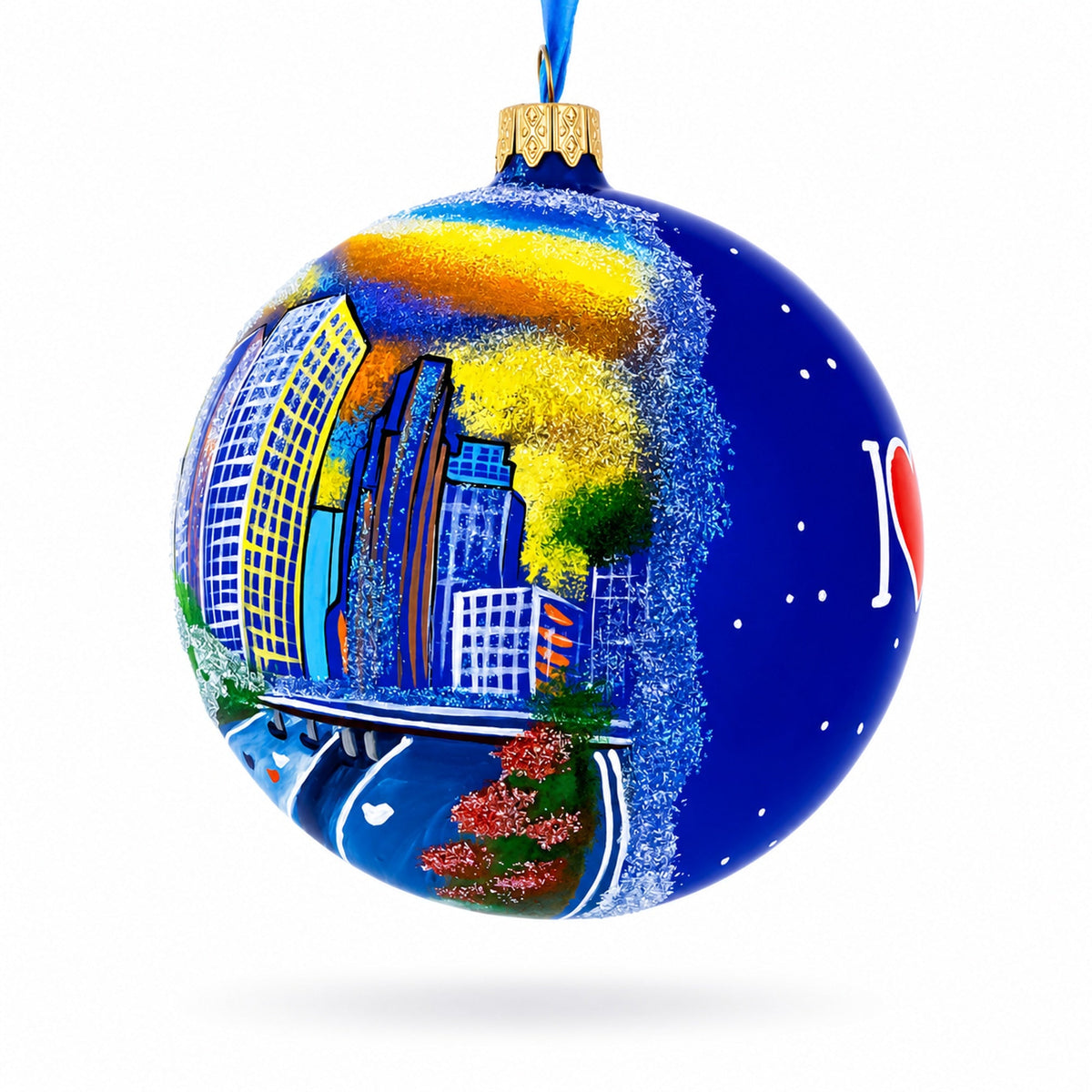 I Love Los Angeles, California Glass Ball Christmas Ornament 4 Inches