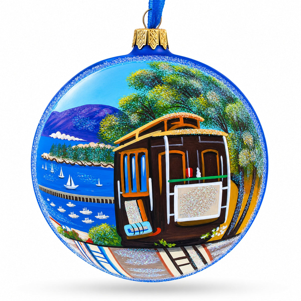 I Love San Francisco, California Glass Ball Christmas Ornament 4 Inches