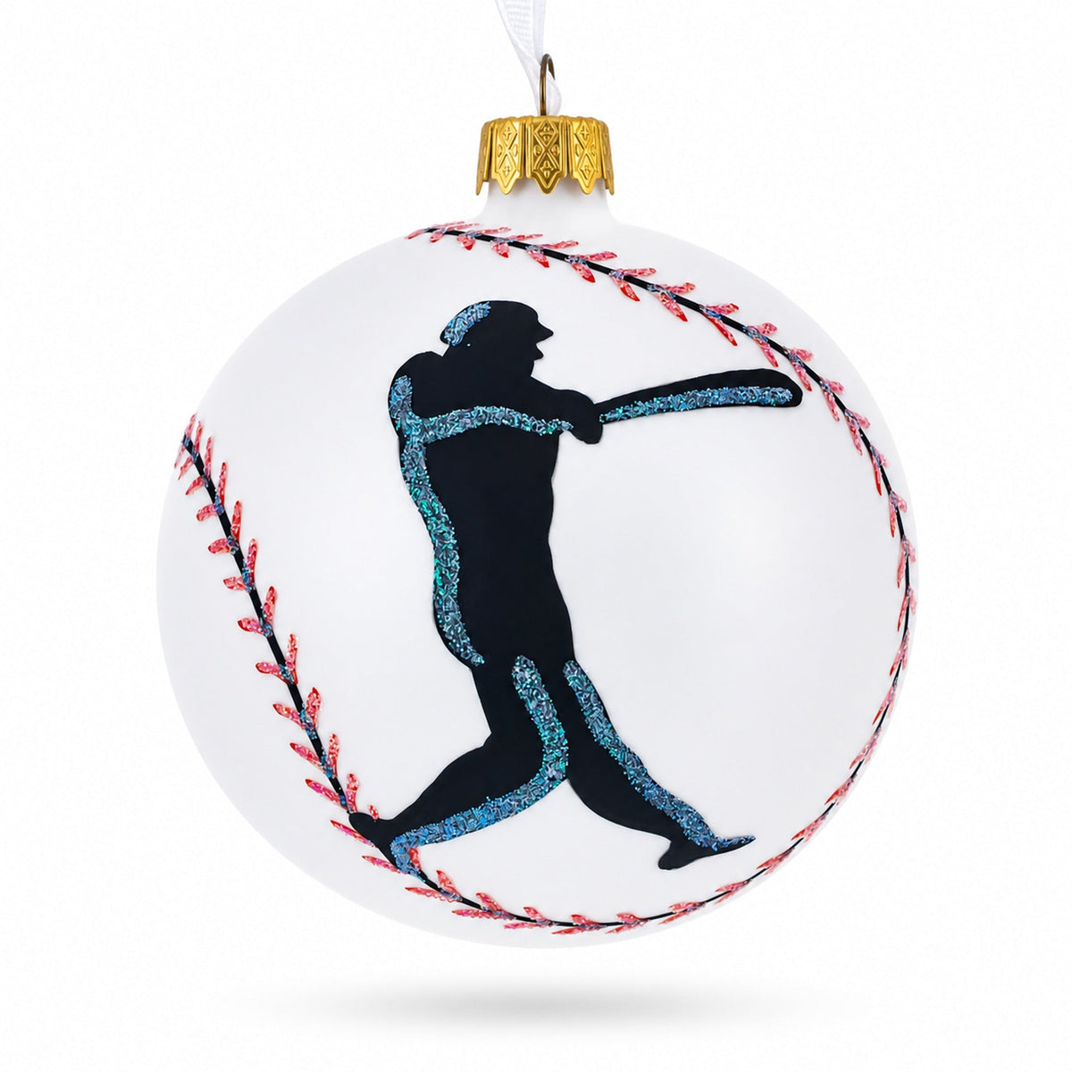 I Love Baseball Glass Ball Christmas Ornament 4 Inches