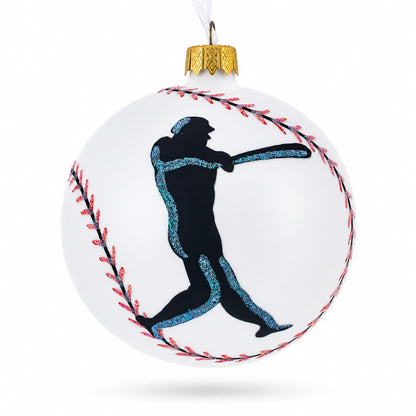 I Love Baseball Glass Ball Christmas Ornament 4 Inches