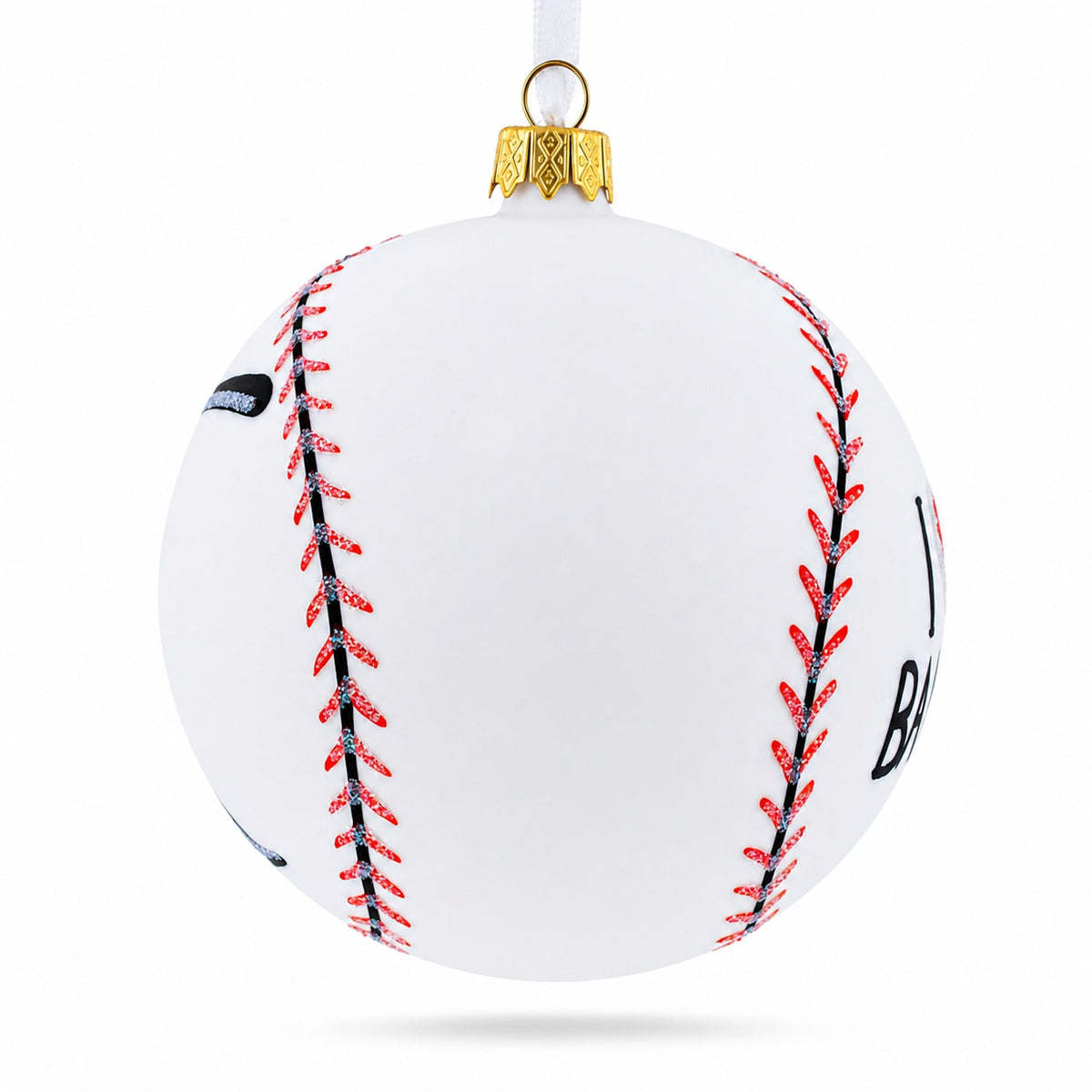 I Love Baseball Glass Ball Christmas Ornament 4 Inches