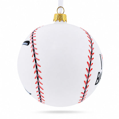 I Love Baseball Glass Ball Christmas Ornament 4 Inches