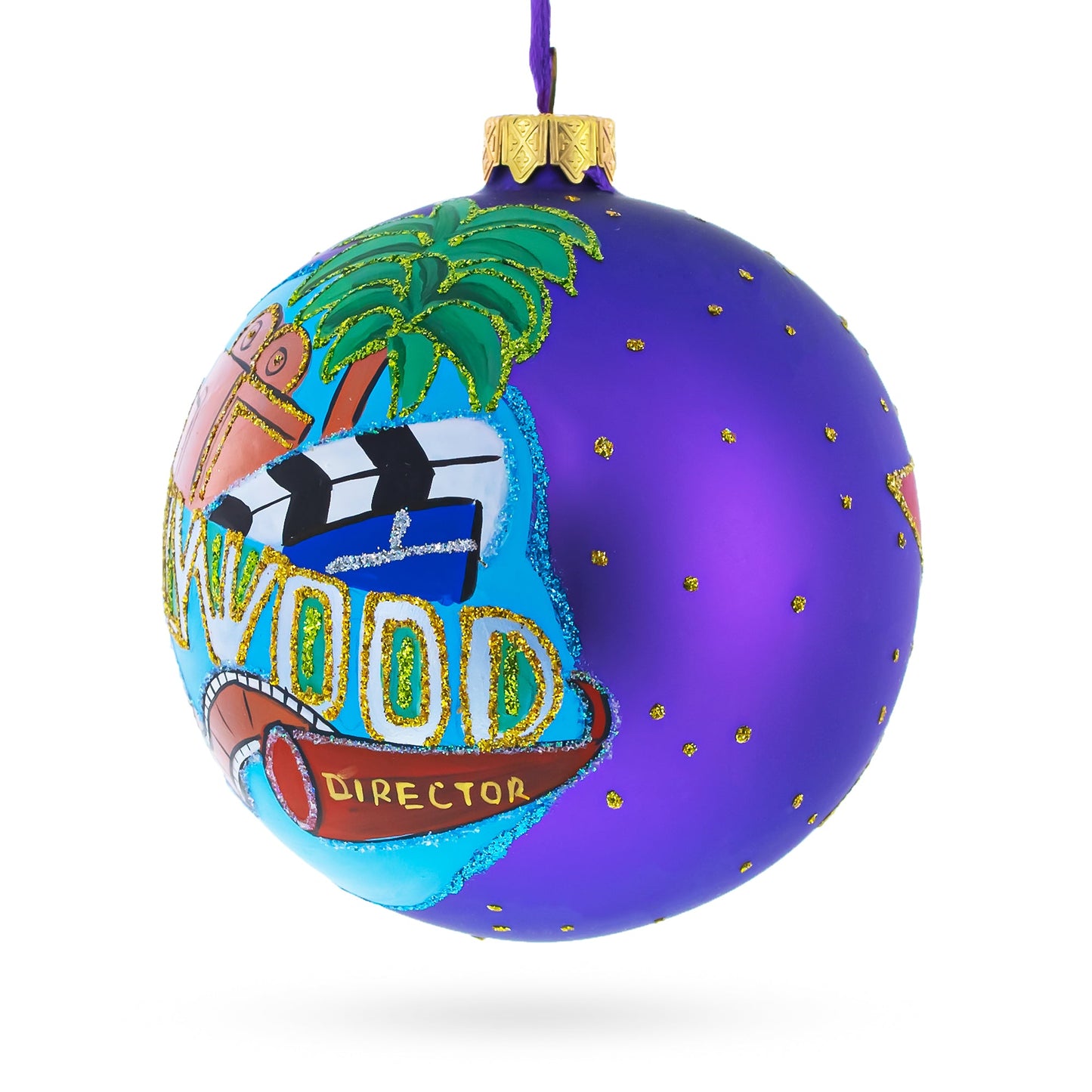 Hollywood, California Glass Ball Christmas Ornament 4 Inches