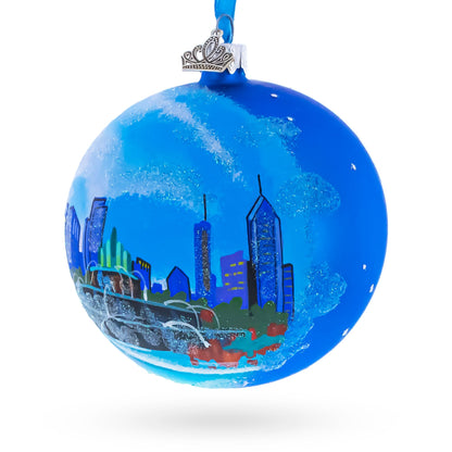 Buckingham Fountain, Chicago, Illinois, USA Glass Ball Christmas Ornament 4 Inches