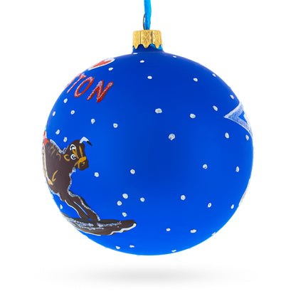 I Love Houston, Texas Glass Ball Christmas Ornament 4 Inches