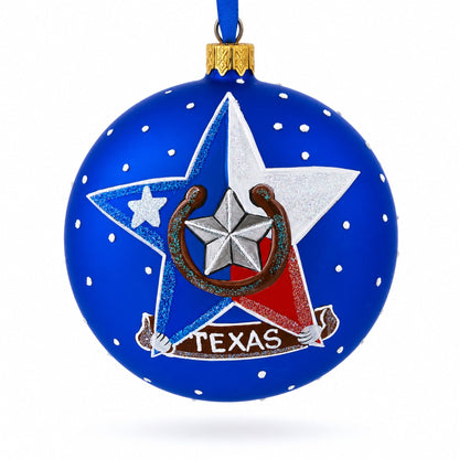 I Love Houston, Texas Glass Ball Christmas Ornament 4 Inches