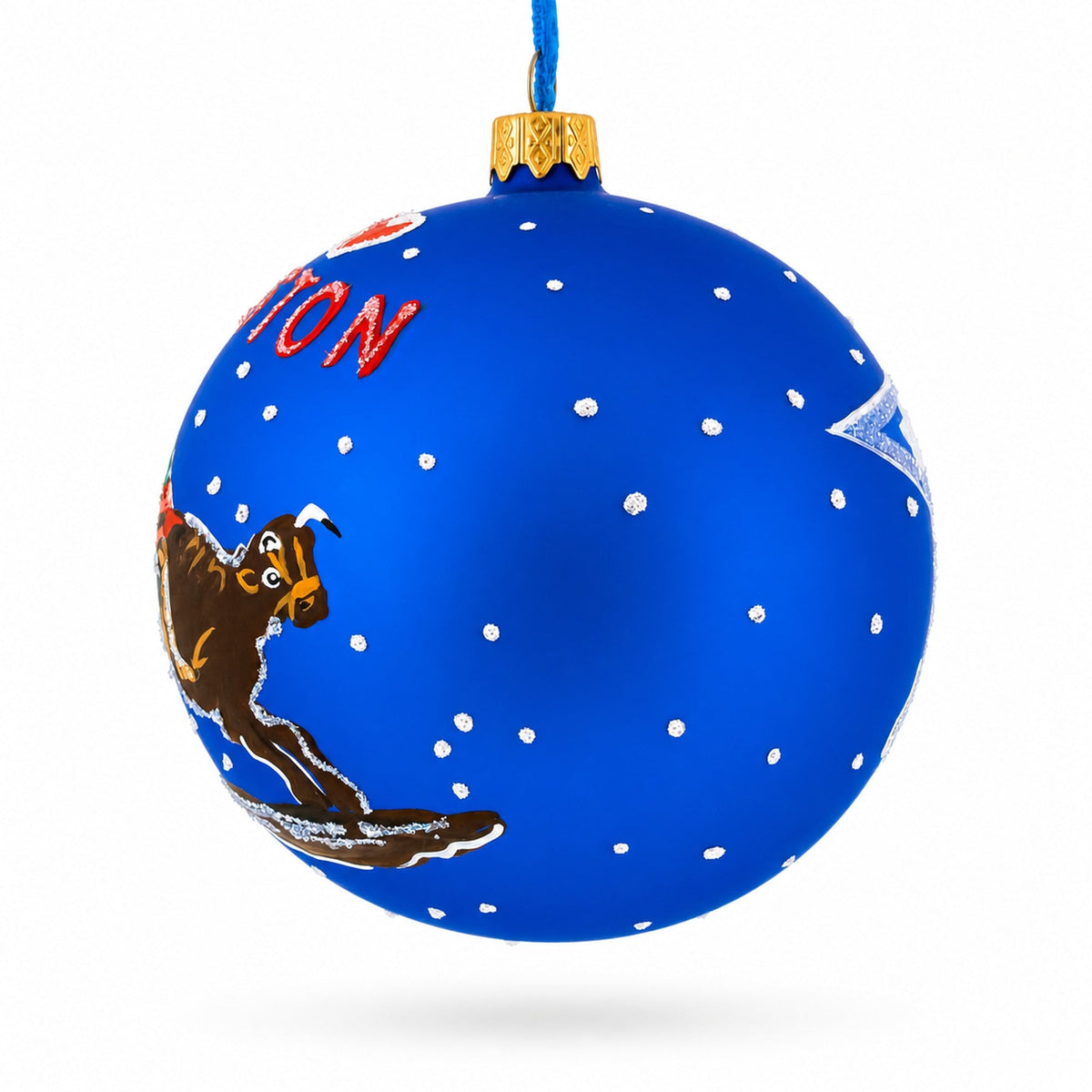 I Love Houston, Texas Glass Ball Christmas Ornament 4 Inches